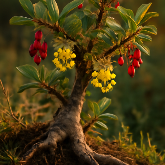 Barberry root bark, powder, wild crafted - plant in natural habitat - Nayora Vital
