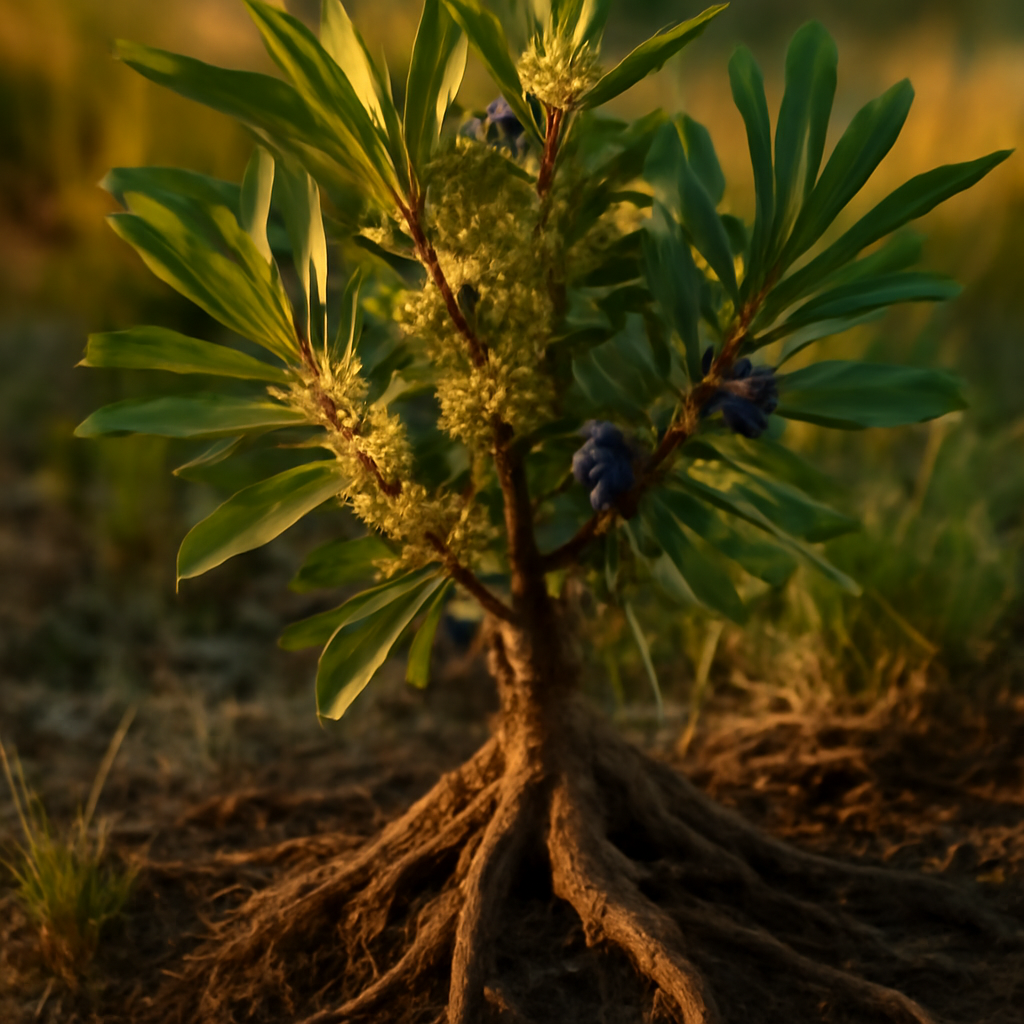 Bayberry root bark, c/s, wild crafted - plant in natural habitat - Nayora Vital