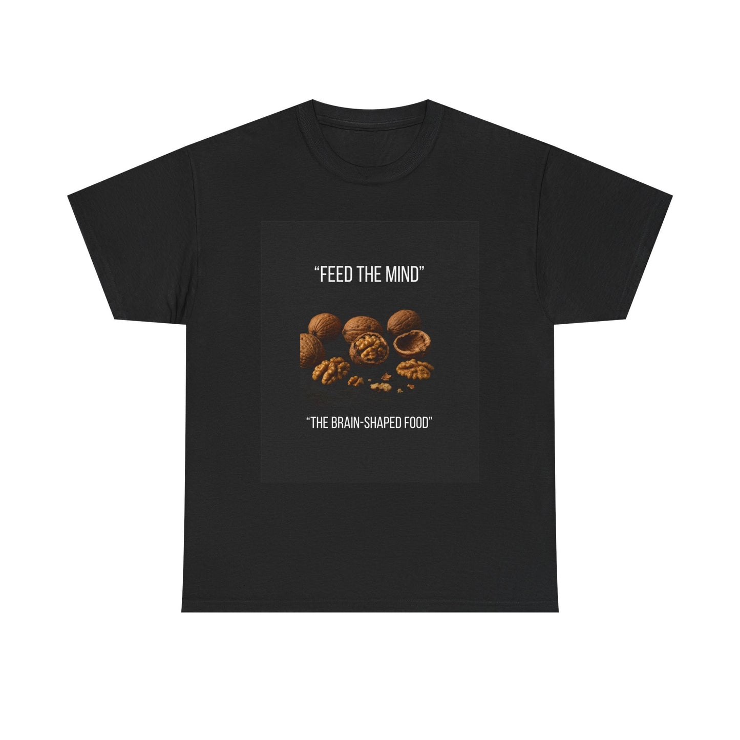 Feed the Mind brain-shaped food Tee | walnut imagery, wellness logo