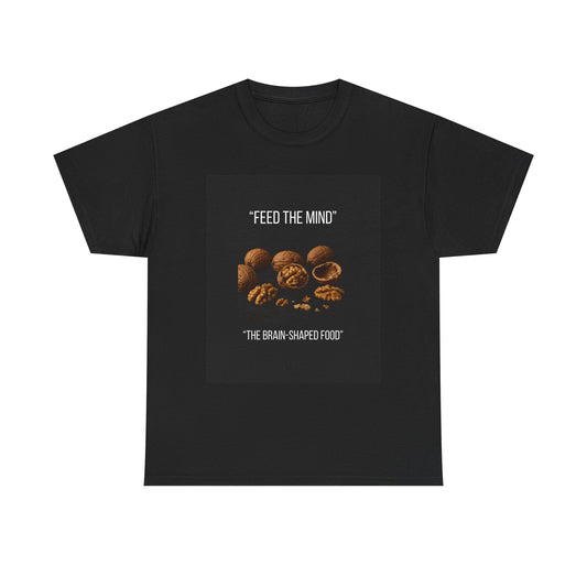 Feed the Mind brain-shaped food Tee | walnut imagery, wellness logo