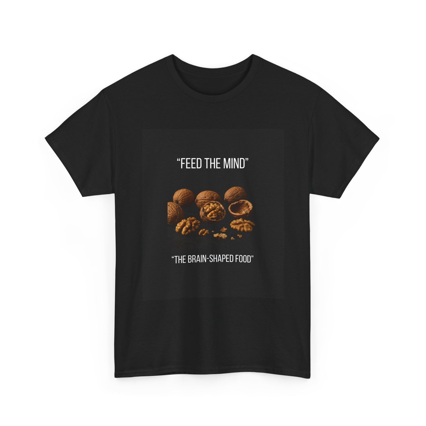 Feed the Mind brain-shaped food Tee | walnut imagery, wellness logo