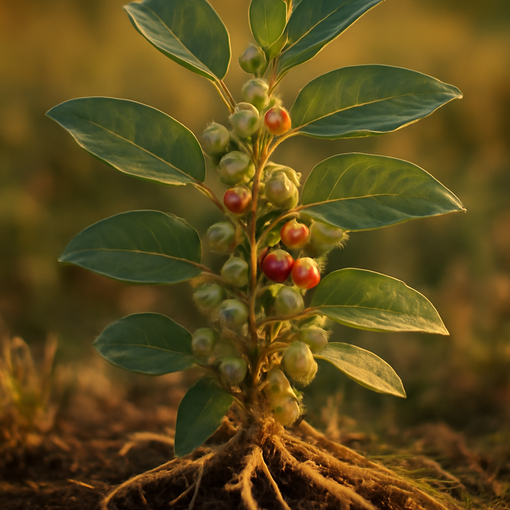 Ashwagandha, powder organic - plant in natural habitat - Nayora Vital