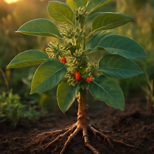 Ashwagandha root, c/s - plant in natural habitat - Nayora Vital