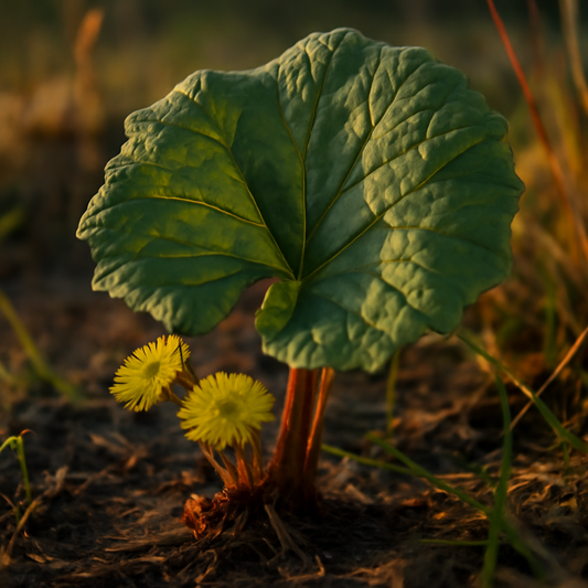 Coltsfoot leaf, c/s Organic - plant in natural habitat - Nayora Vital