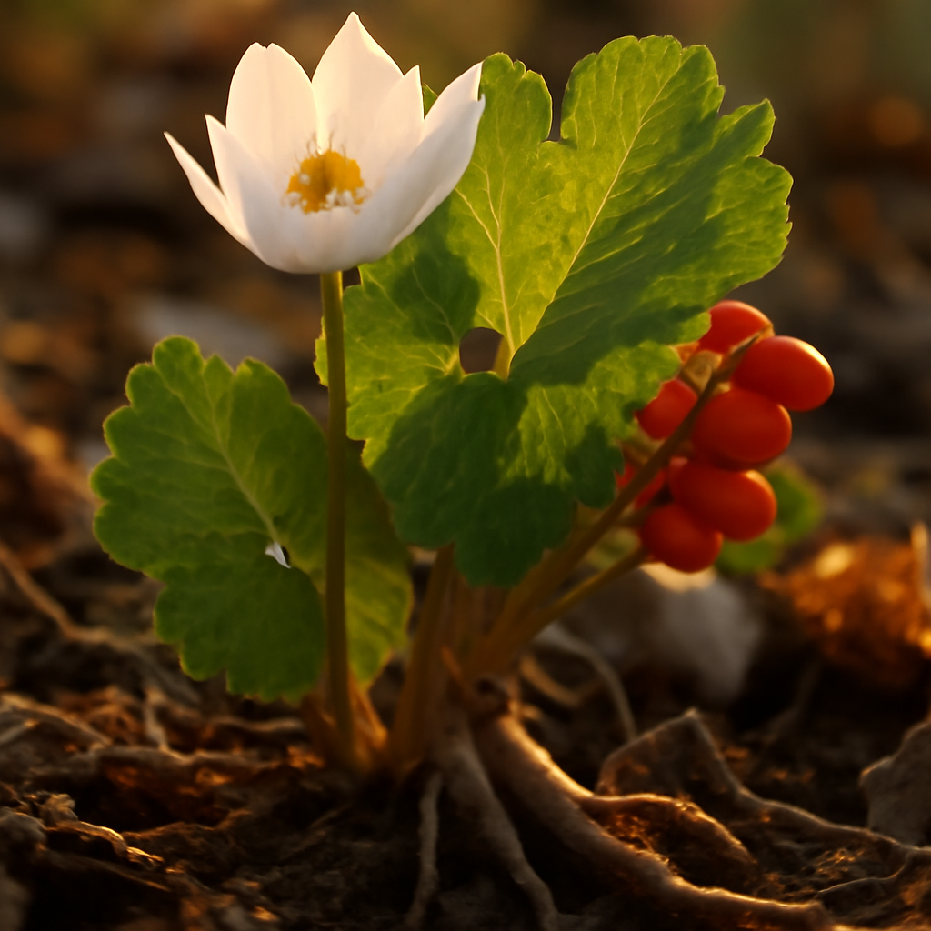 Blood root, powder, wild crafted - plant in natural habitat - Nayora Vital