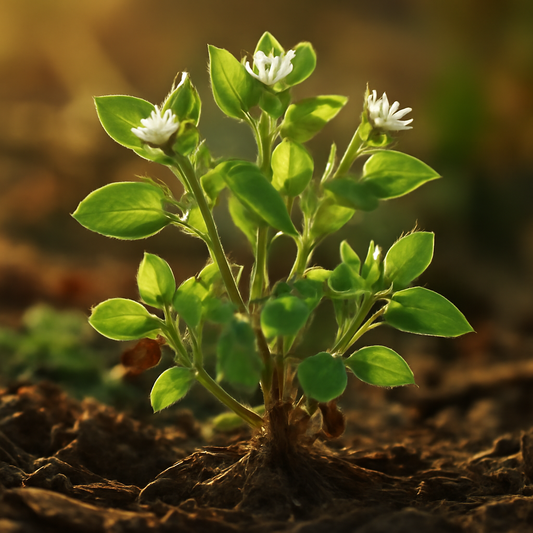 Chickweed herb, powder, wild crafted - plant in natural habitat - Nayora Vital