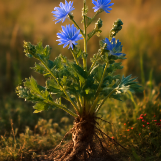 Chicory root roasted, granules - plant in natural habitat - Nayora Vital