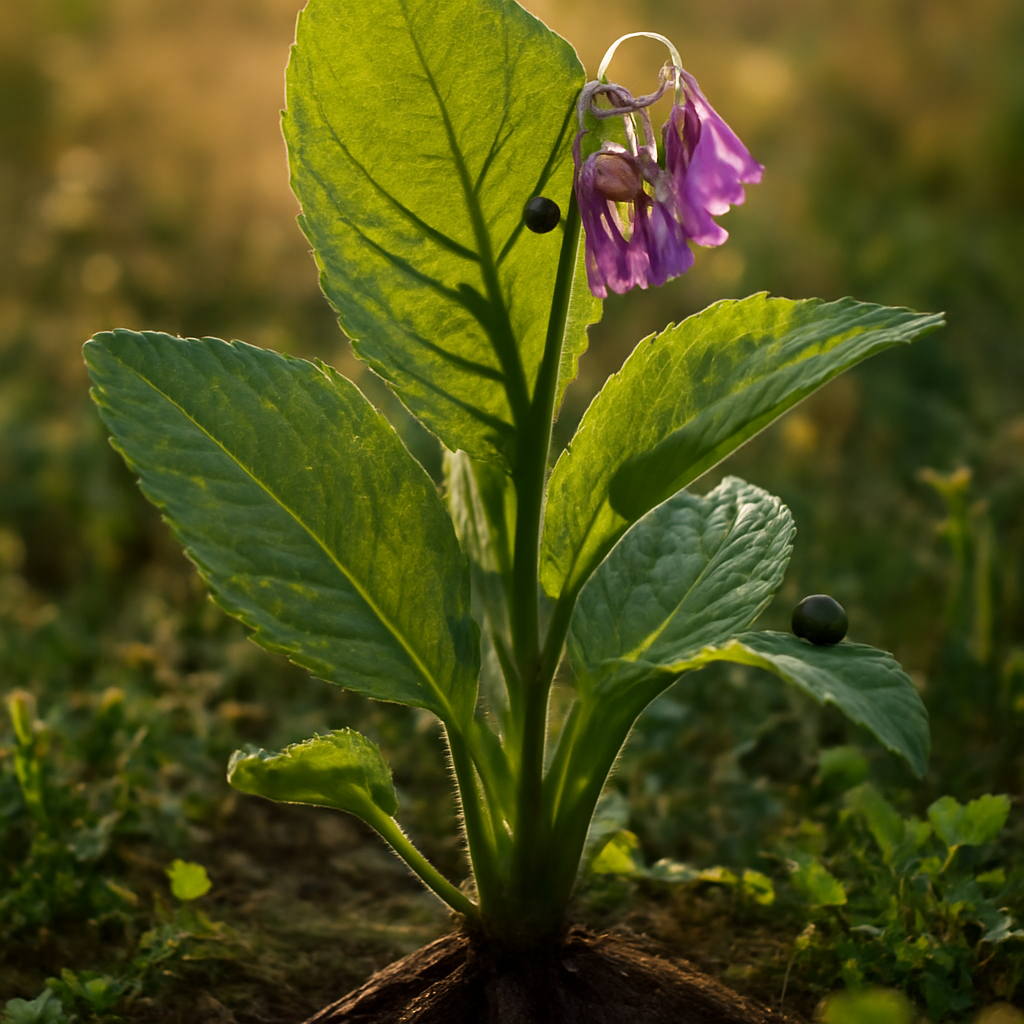 Comfrey leaf, powder, wild crafted - plant in natural habitat - Nayora Vital
